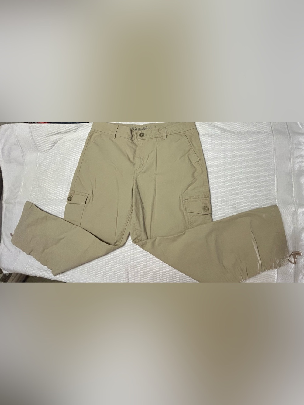 Eddie Bauer Women's Hiking Cargo Pants 10 Tall Khaki/Lightweight Outdoor Travel